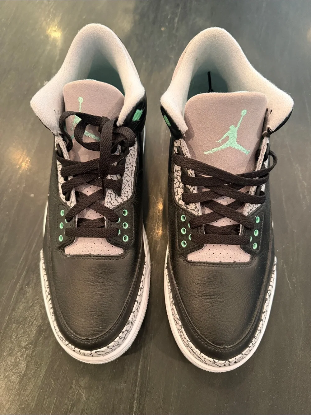 Jordan Green Glow - Black and Mint Green Retro Sneakers - Never Worn.